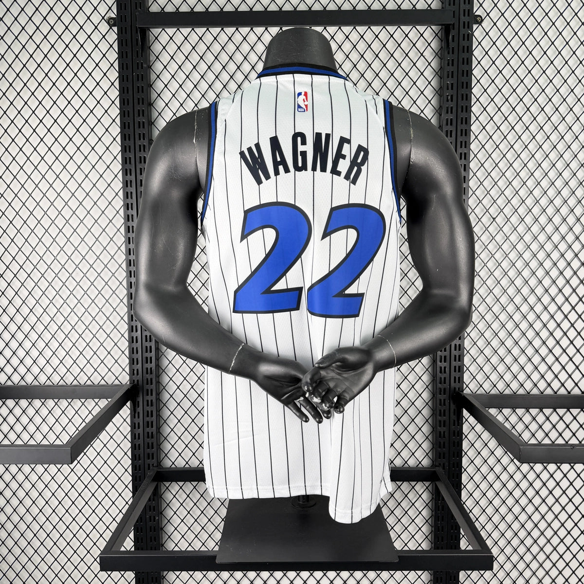 Orlando Magic 2025-26 home basketball jersey close-up of jock tag and hem details in white for basketball fans