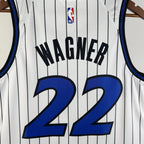 Orlando Magic 2025-26 home basketball jersey angled front view in white for basketball fans