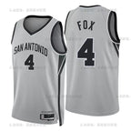 San Antonio Spurs 2025-26 limited edition basketball jersey close-up of jersey number and player name in gray for basketball fans