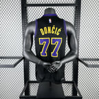 Los Angeles Lakers 2025-26 city edition basketball jersey angled front view in team colors for basketball fans