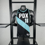Portland Trail Blazers 2025-26 city edition basketball jersey side angle view in team colors for basketball fans