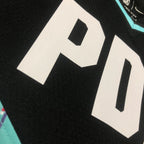 Portland Trail Blazers 2025-26 away basketball jersey close-up of moisture-wicking fabric texture in black for basketball fans