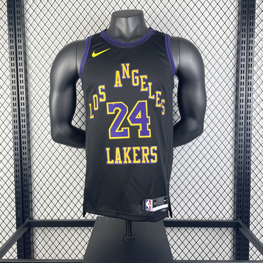 Los Angeles Lakers 2025-26 city edition basketball jersey side angle view in team colors for basketball fans
