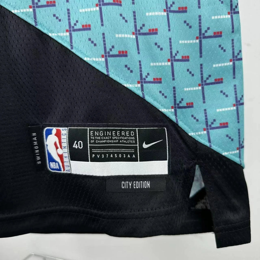 Portland Trail Blazers 2025-26 city edition basketball jersey close-up of collar and neckline stitching in team colors for basketball fans