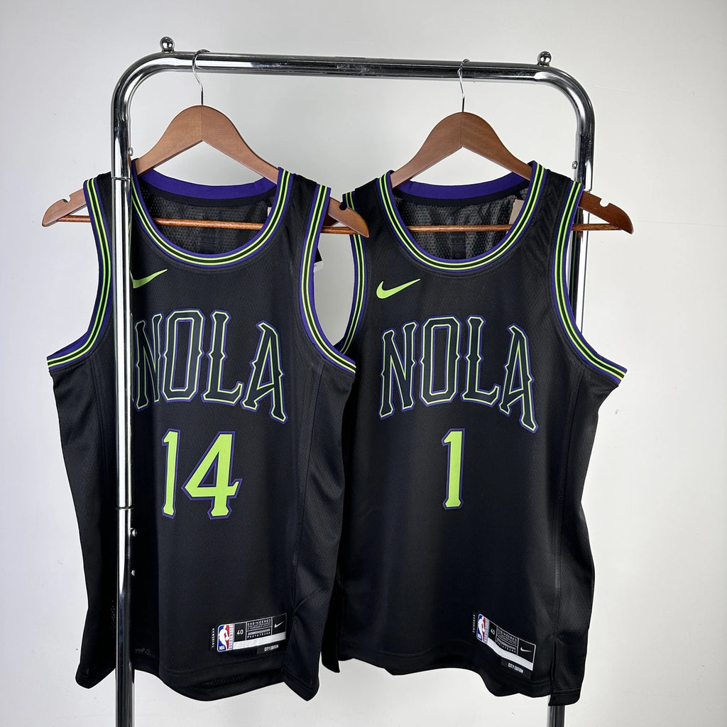 New Orleans Pelicans 2025-26 city edition basketball jersey side angle view in team colors for basketball fans