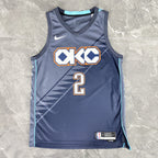 Oklahoma City Thunder 2025-26 city edition basketball jersey angled back view in team colors for basketball fans