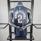 Oklahoma City Thunder 2025-26 city edition basketball jersey angled front view in team colors for basketball fans