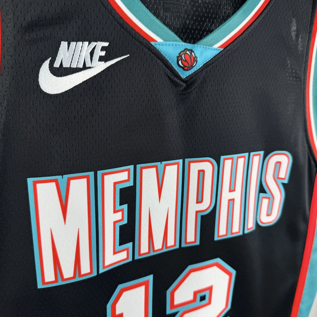 Memphis Grizzlies 2025-26 throwback edition basketball jersey front flat lay view in team colors for basketball fans