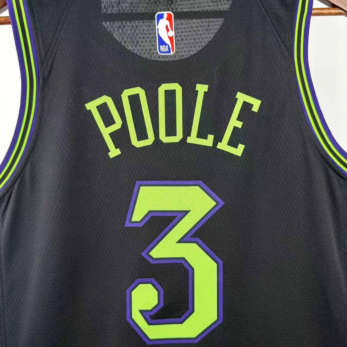 New Orleans Pelicans 2025-26 city edition basketball jersey close-up of team logo embroidery in team colors for basketball fans