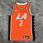 LA Clippers 2025-26 city edition basketball jersey close-up of team logo embroidery in team colors for basketball fans