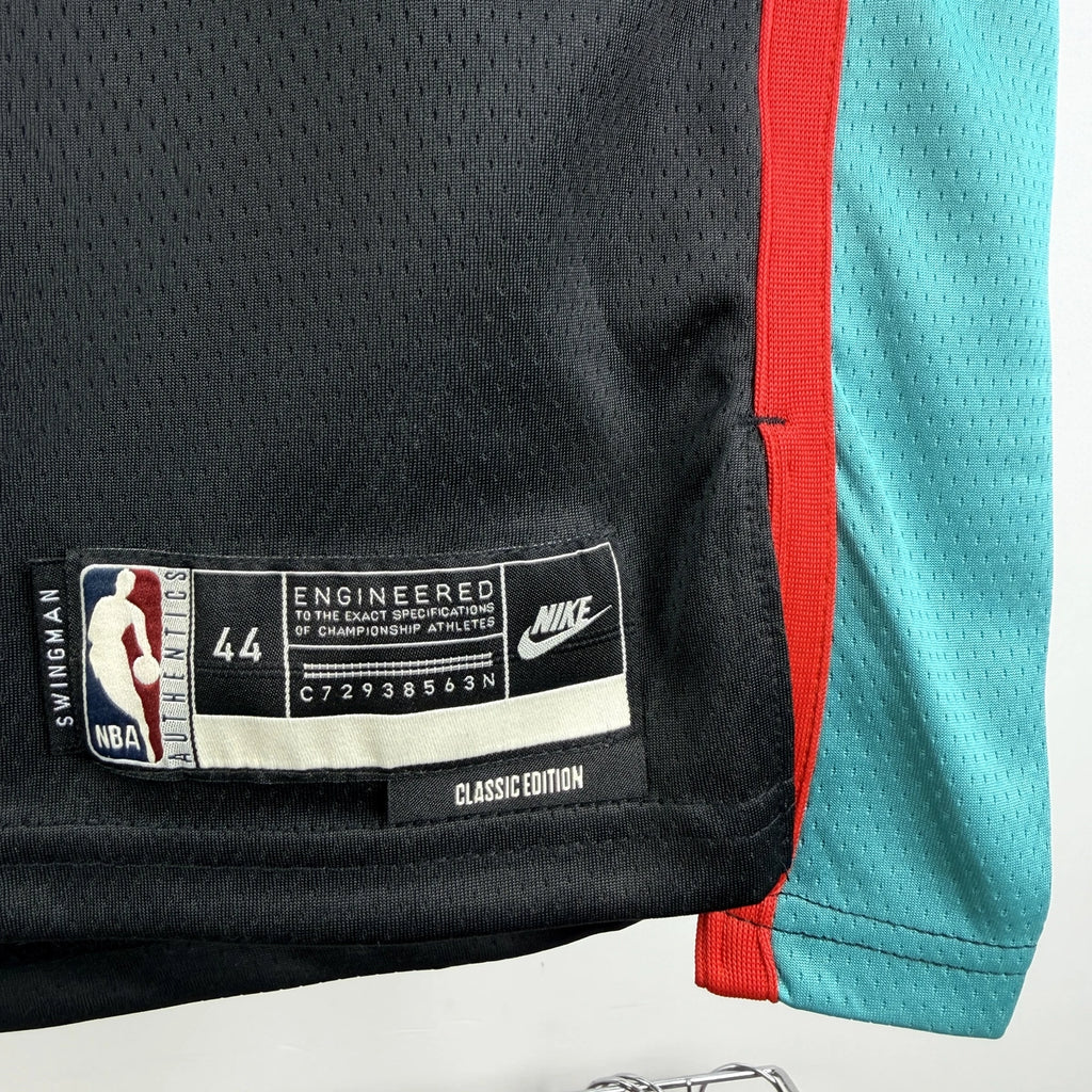Memphis Grizzlies 2025-26 throwback edition basketball jersey close-up of jersey number and player name in team colors for basketball fans