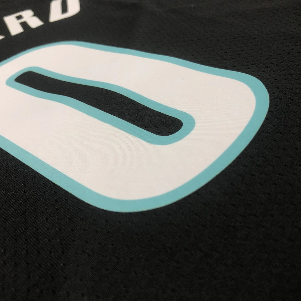 Portland Trail Blazers 2025-26 away basketball jersey detailed side view in black for basketball fans
