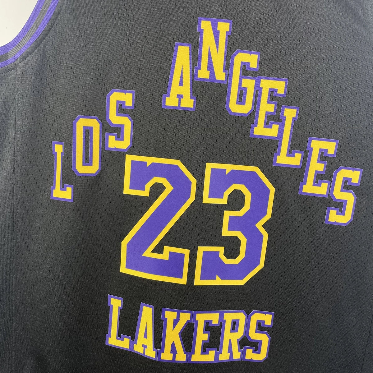 Los Angeles Lakers 2025-26 city edition basketball jersey angled front view in team colors for basketball fans