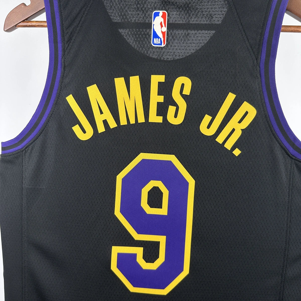 Los Angeles Lakers 2025-26 city edition basketball jersey angled back view in team colors for basketball fans